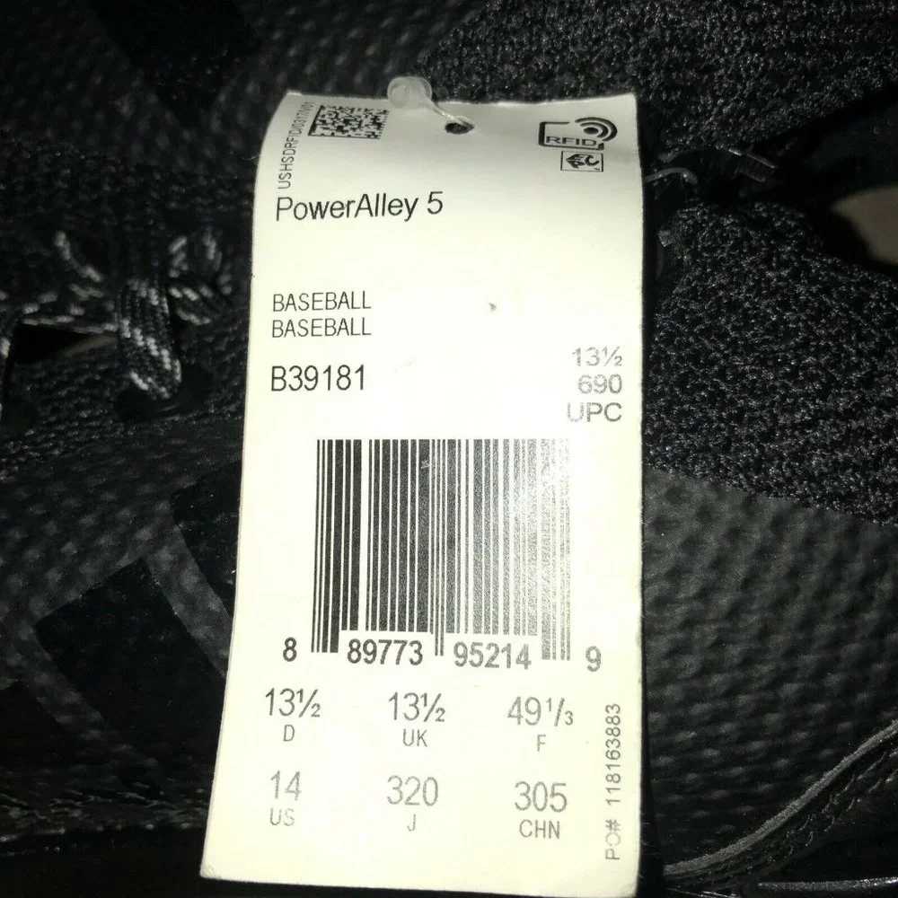 Mens Adidas PowerAlley 5 Men's Baseball Cleats Size 14 US Black Metal B39181 New